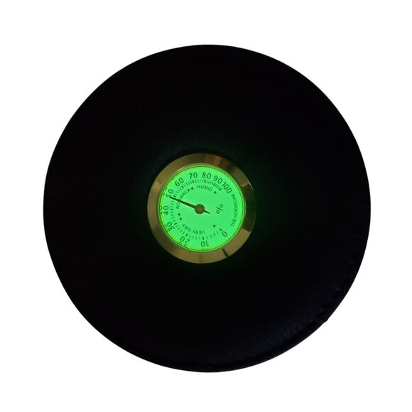 Scotte Humidor Black Leather Cedar Lined Glow Hygrometer Velvet Pouch - Picture 4 of 11